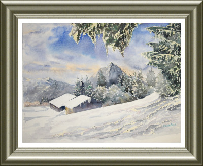 Aquarelle 2006 - Hiver à la montagne (Emile Wouters)