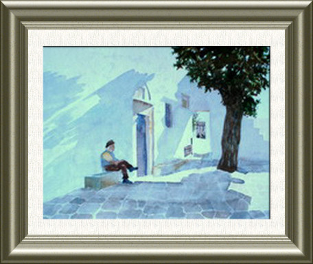 Aquarelles 2007 - A l'ombre (Grèce) - Emile Wouters
